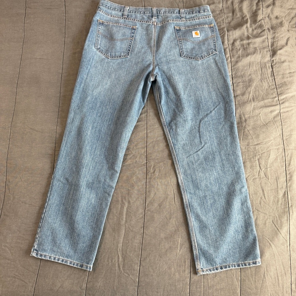 Carhartt Relaxed Fit Work Jeans BD1483-M Utility Denim Medium Wash Blue 42x32 - Picture 5 of 14